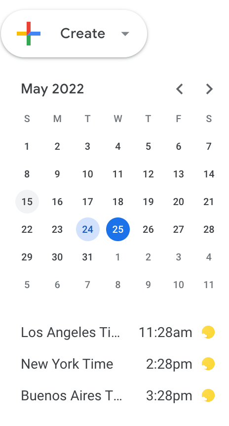 Google Calendar clocks